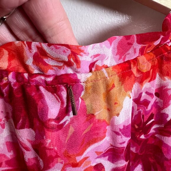 MIsa Clementine Mini Dress Size Medium Floral Pink Red Ruffle Party Wedding - Picture 10 of 13